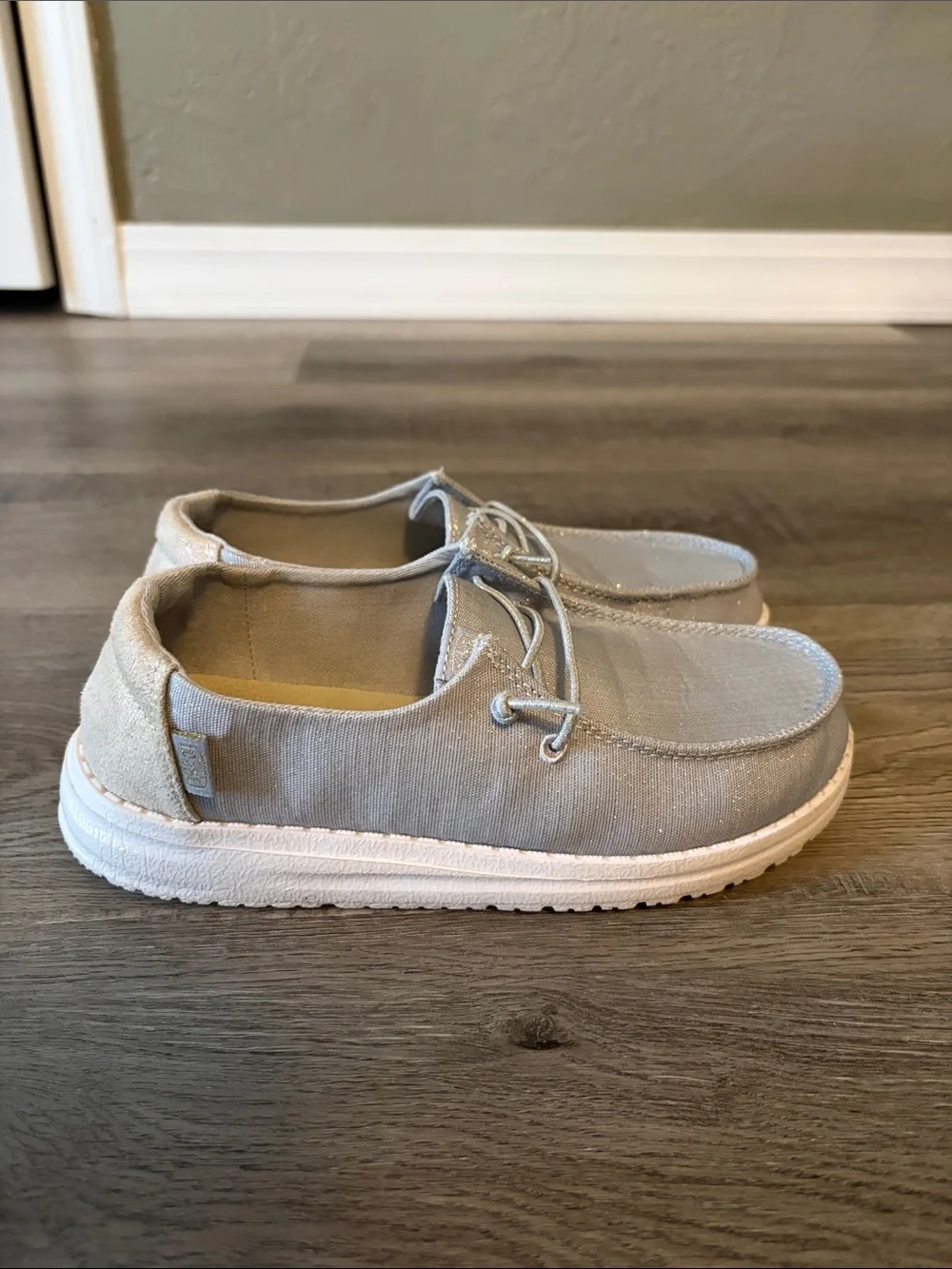 Hey Dude Kids Sneakers Light Gray Canvas Slip-Ons